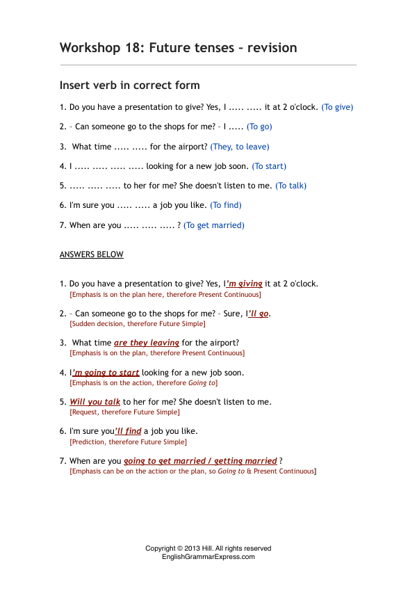 Preview of the Future Plans exercise