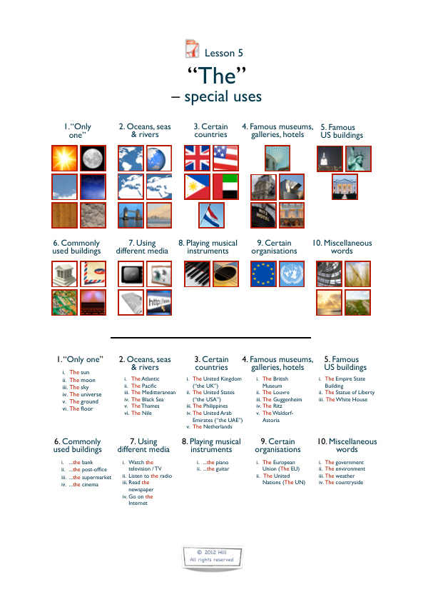 Preview of the The: Special Uses handout
