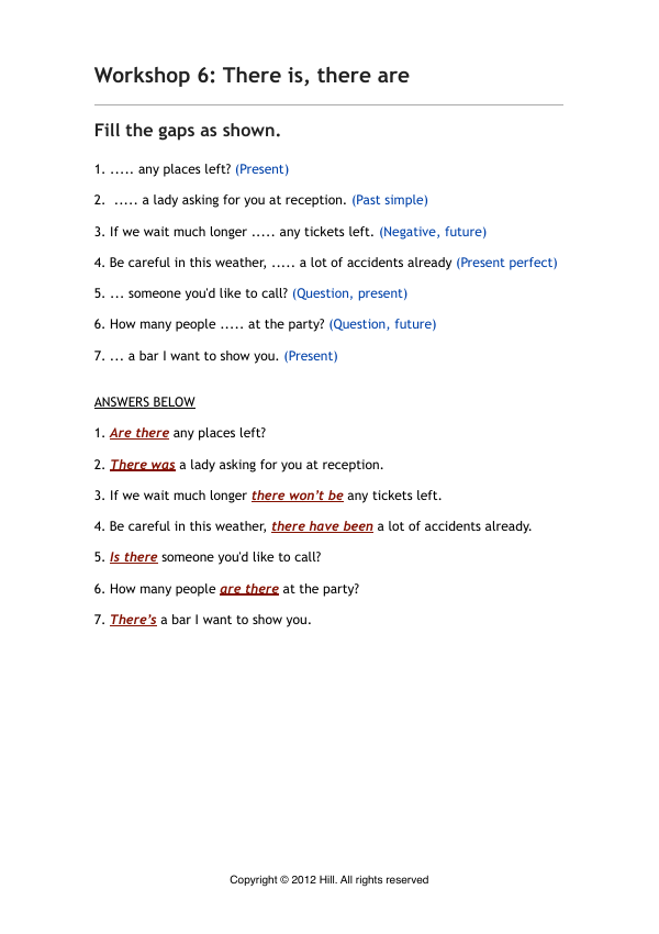 Preview of the There Is and There Are exercise
